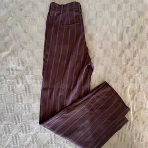 VINCE Pleated Stripe Twill Wide-Leg Trousers Size